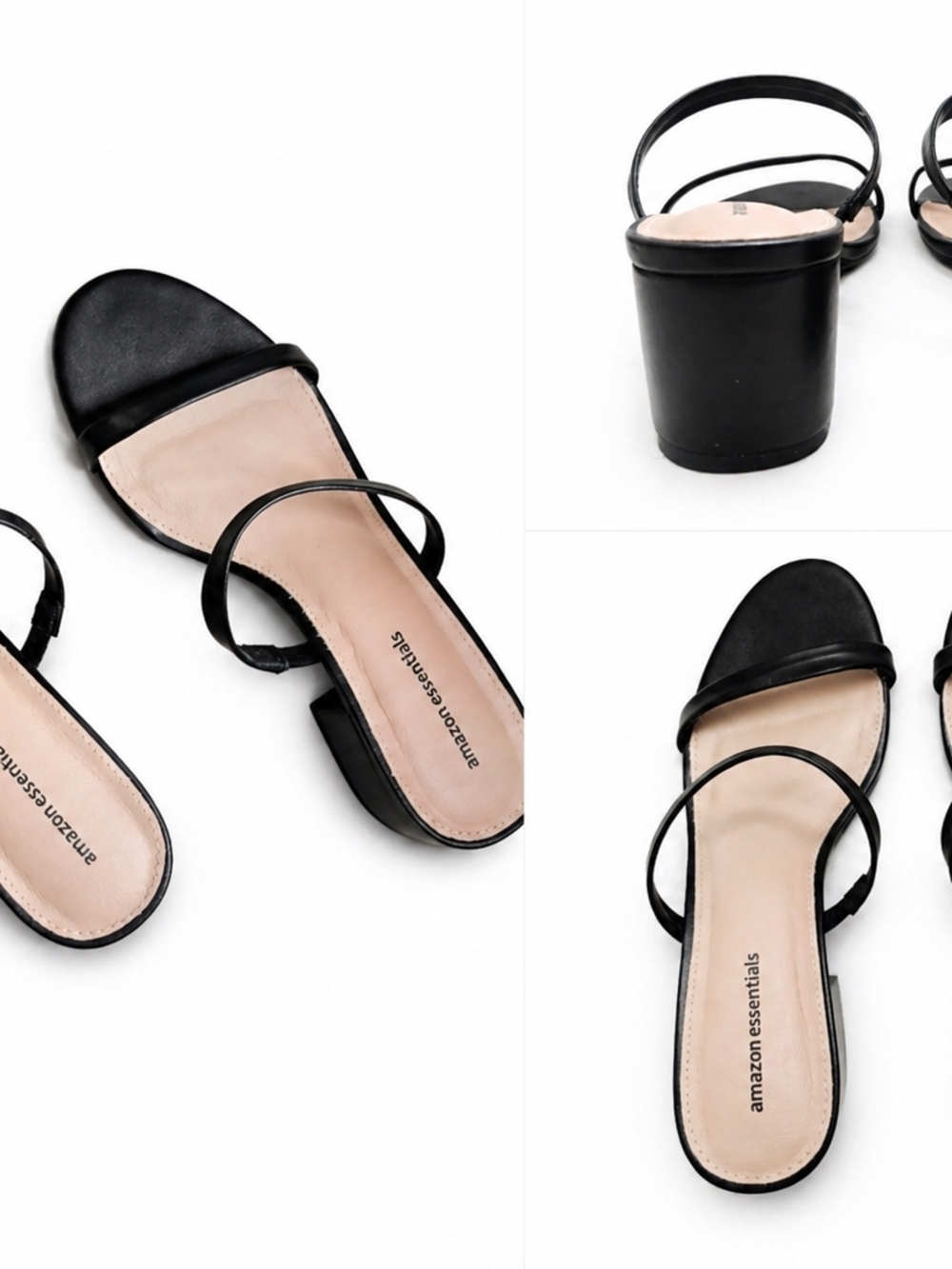 Black Two-Strap Block Heel Sandals Sz 7 - Picture 2 of 4